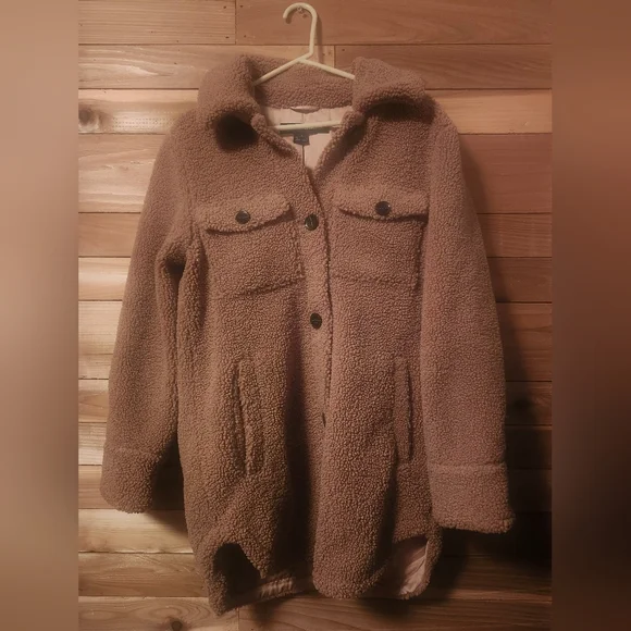 French Connection Tan Teddy Jacket/shacket Size Small - Picture 2 of 5